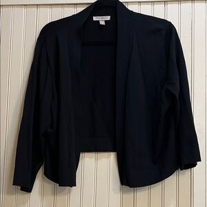Roz & Ali Black Textured Open-Front Cardigan